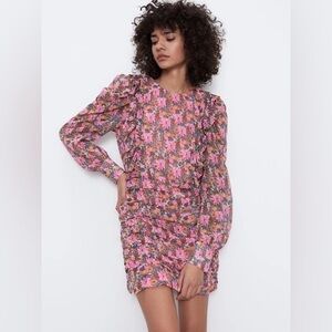 Floral Pink Long Sleeve Dress